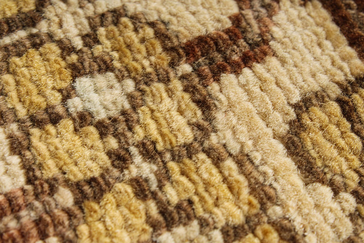 8x10 Ivory and Brown Kazak Tribal Rug