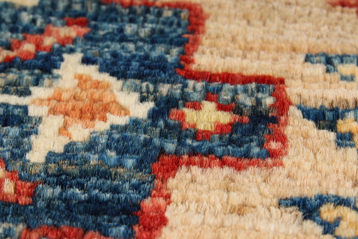 8x10 Ivory and Multicolor Kazak Tribal Rug