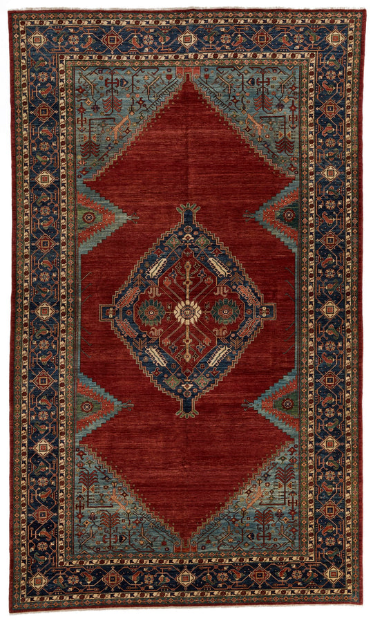 8x14 Red and Navy Traditional Rug