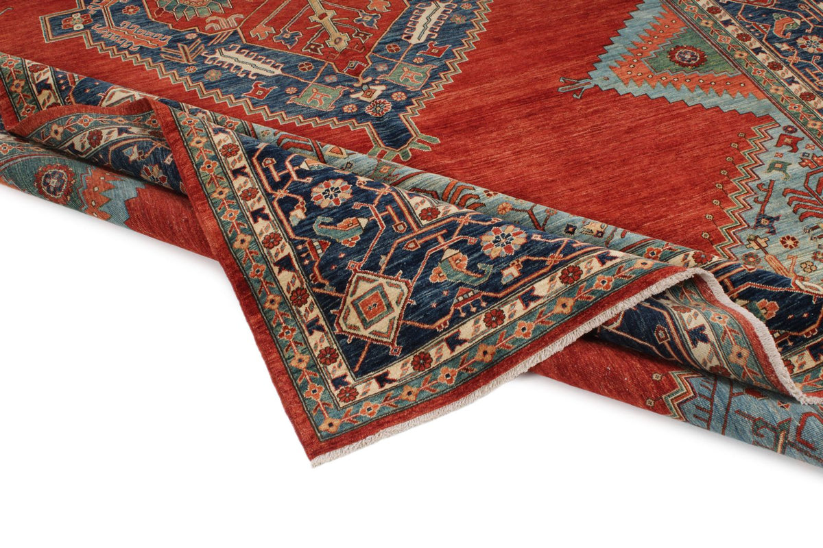 8x14 Red and Navy Traditional Rug