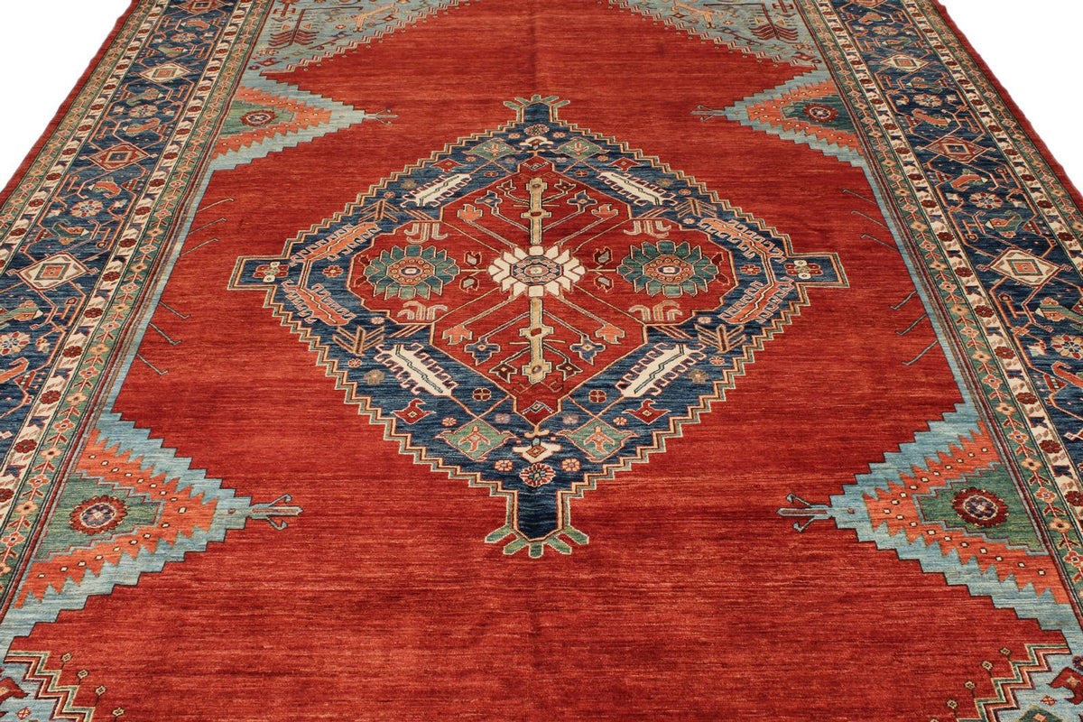 8x14 Red and Navy Traditional Rug