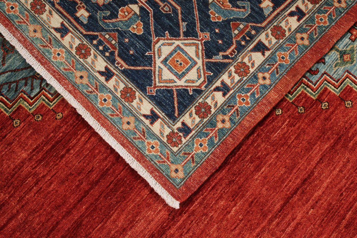 8x14 Red and Navy Traditional Rug
