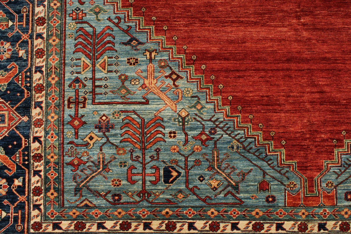 8x14 Red and Navy Traditional Rug