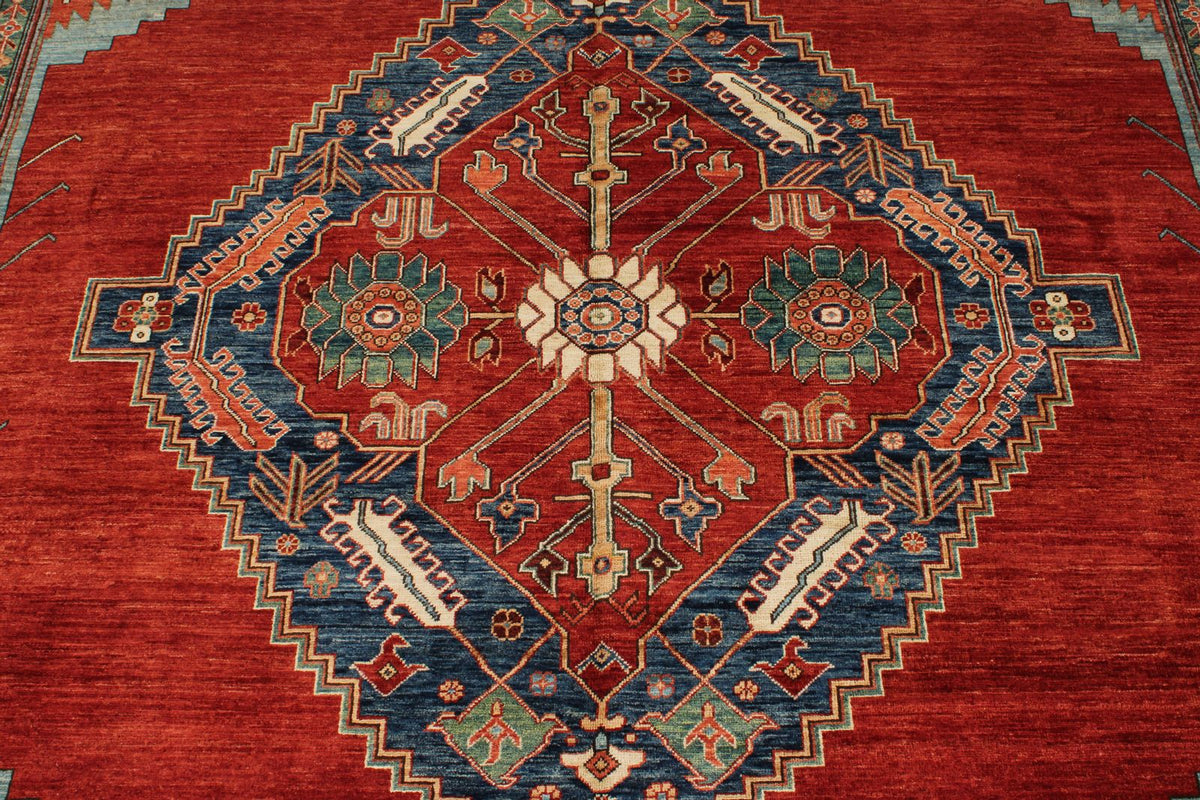 8x14 Red and Navy Traditional Rug