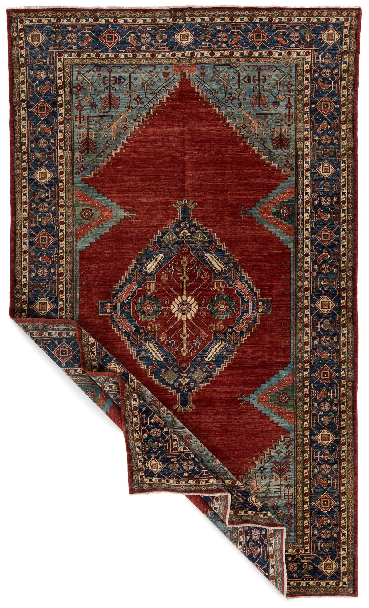8x14 Red and Navy Traditional Rug