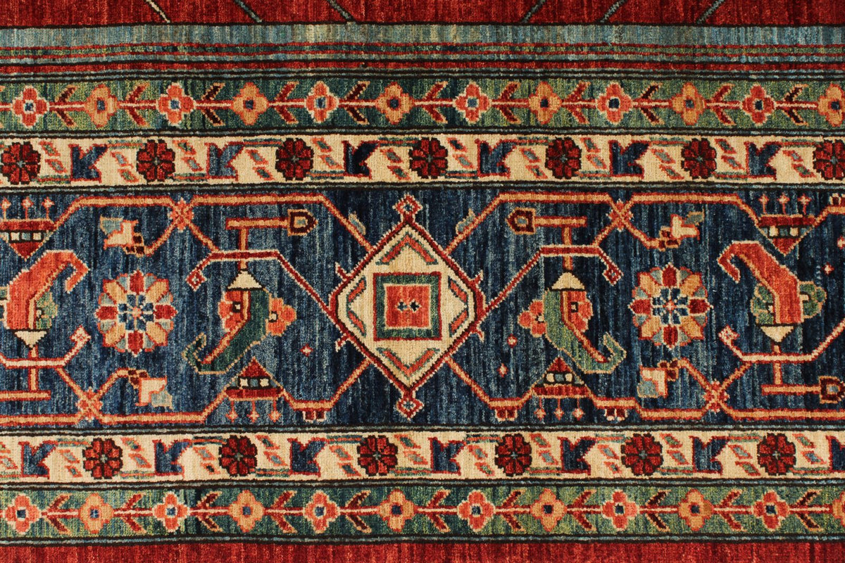 8x14 Red and Navy Traditional Rug