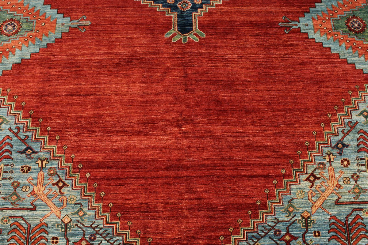 8x14 Red and Navy Traditional Rug