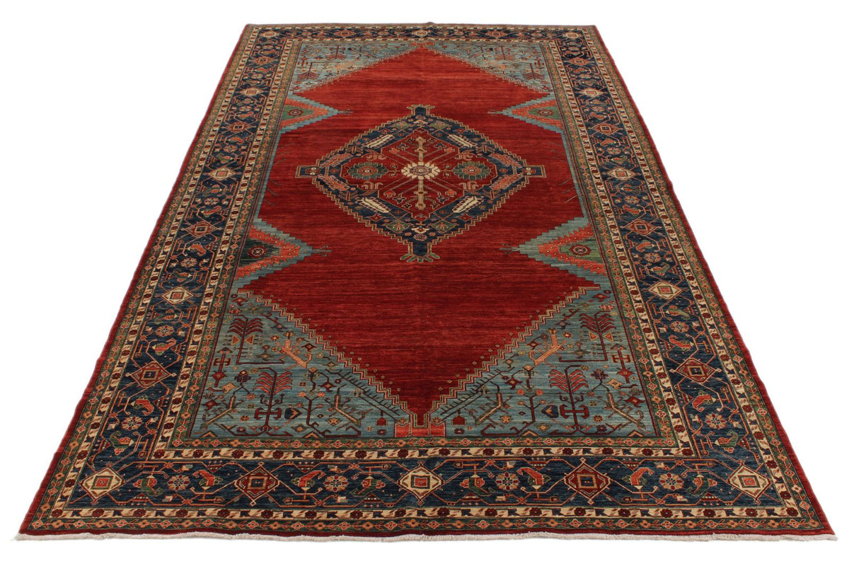 8x14 Red and Navy Traditional Rug
