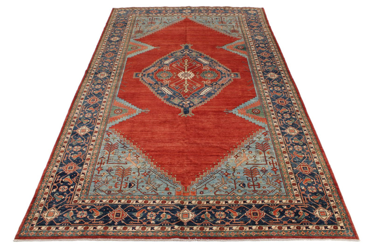 8x14 Red and Navy Traditional Rug