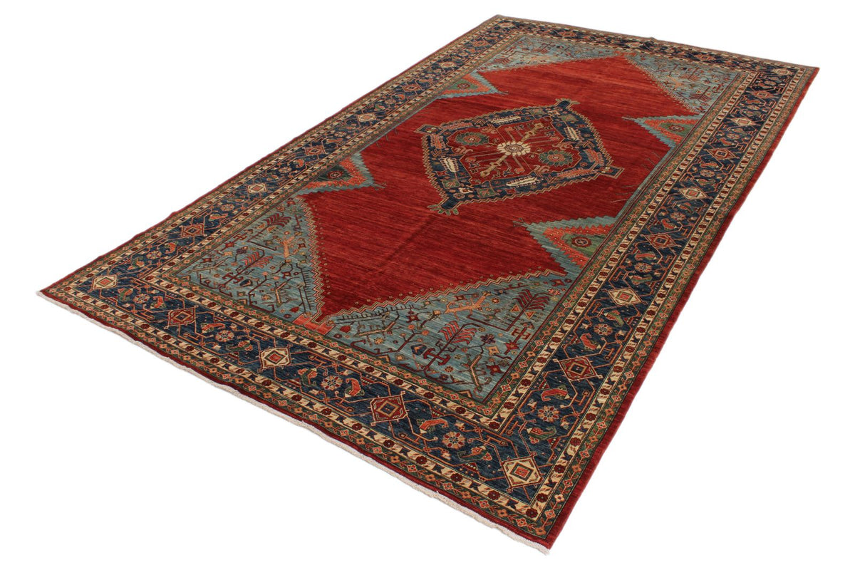 8x14 Red and Navy Traditional Rug