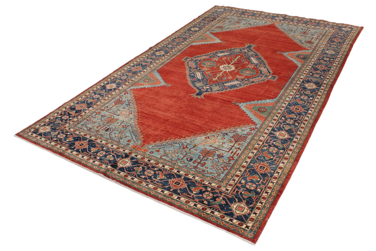 8x14 Red and Navy Traditional Rug
