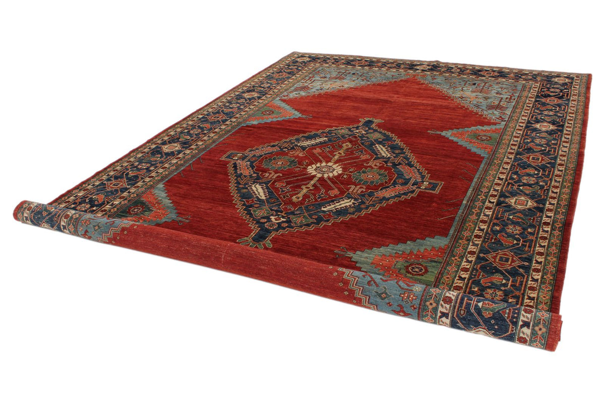 8x14 Red and Navy Traditional Rug