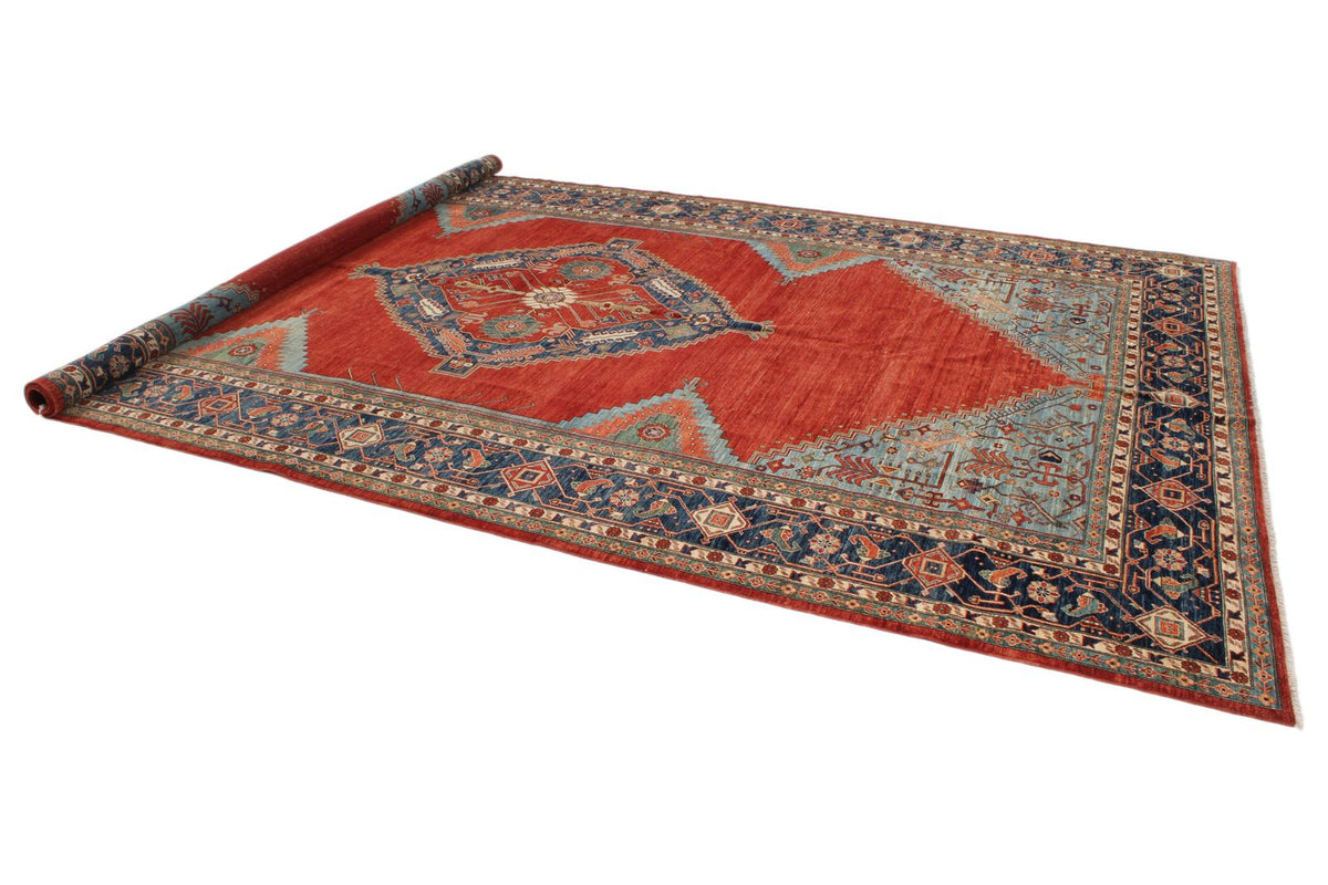 8x14 Red and Navy Traditional Rug