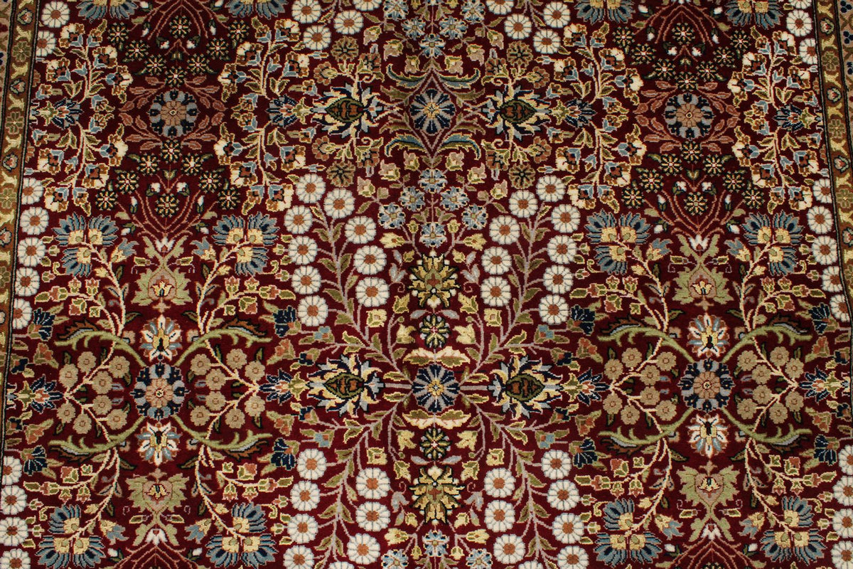 6x9 Red and Ivory Turkish Silk Rug
