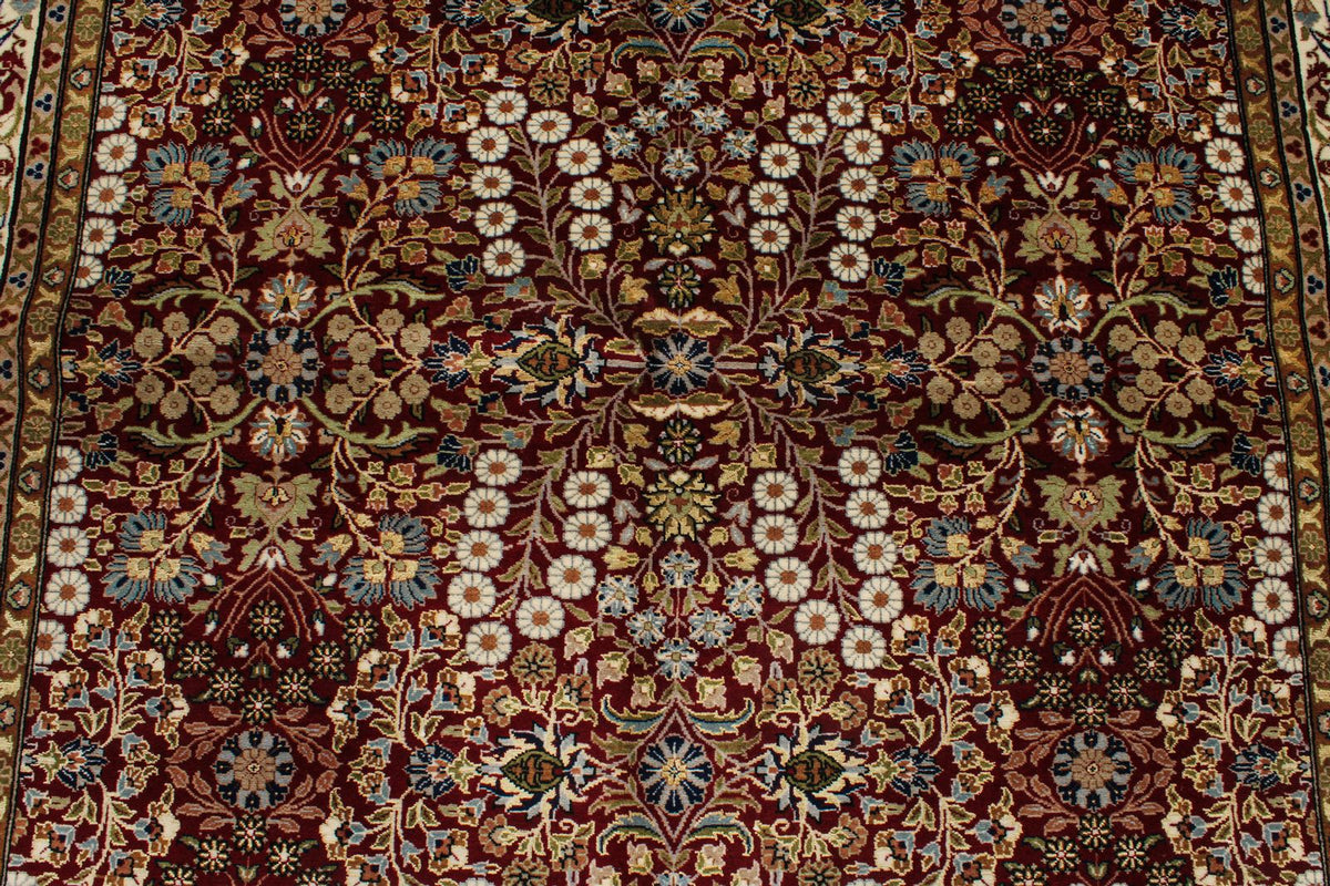 6x9 Red and Ivory Turkish Silk Rug