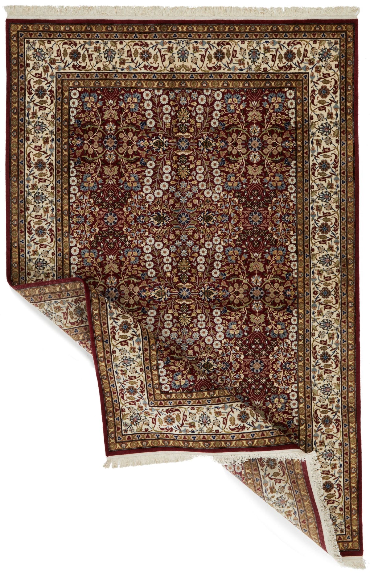 6x9 Red and Ivory Turkish Silk Rug