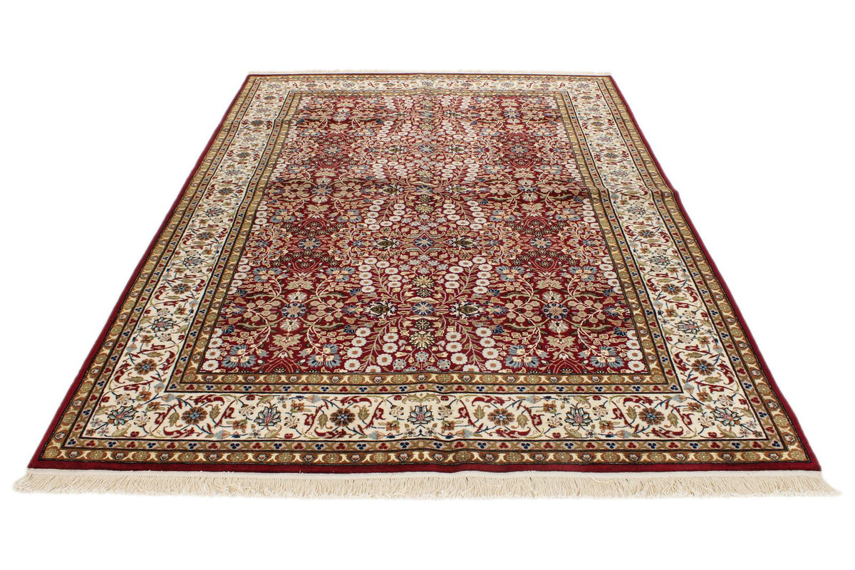 6x9 Red and Ivory Turkish Silk Rug