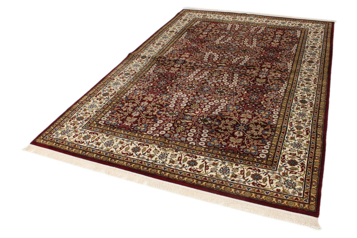 6x9 Red and Ivory Turkish Silk Rug