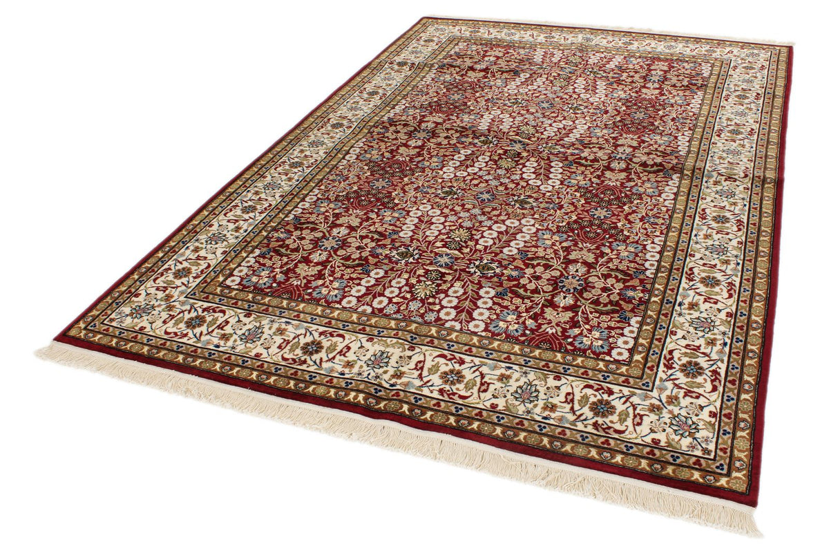 6x9 Red and Ivory Turkish Silk Rug
