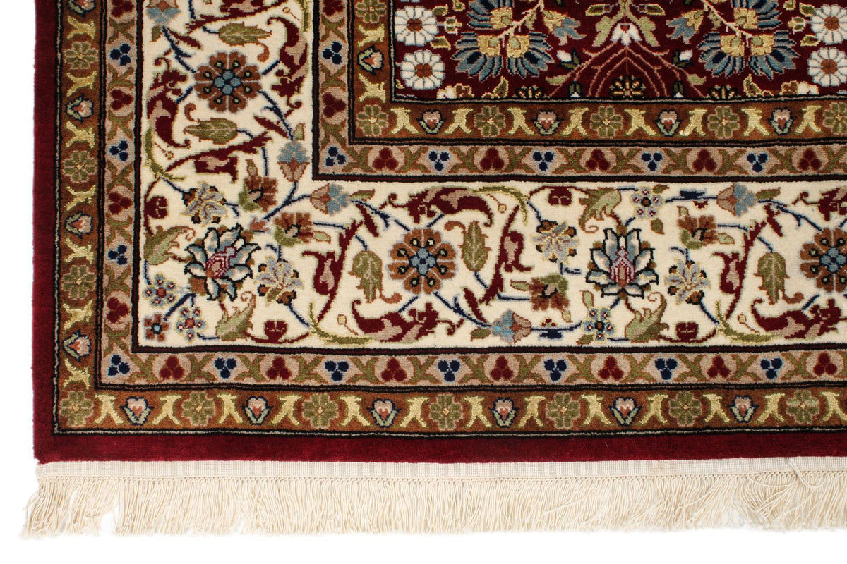 6x9 Red and Ivory Turkish Silk Rug