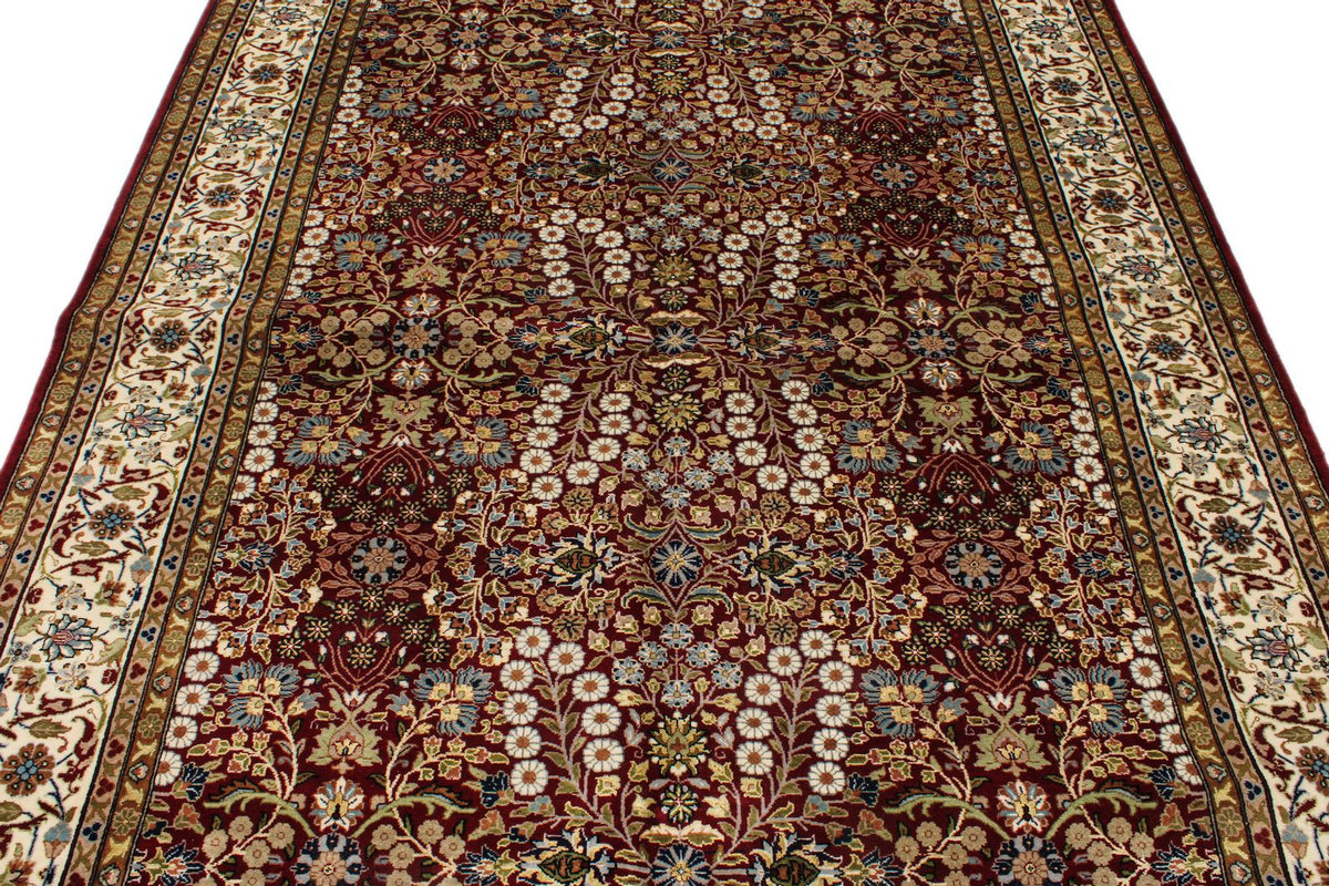 6x9 Red and Ivory Turkish Silk Rug