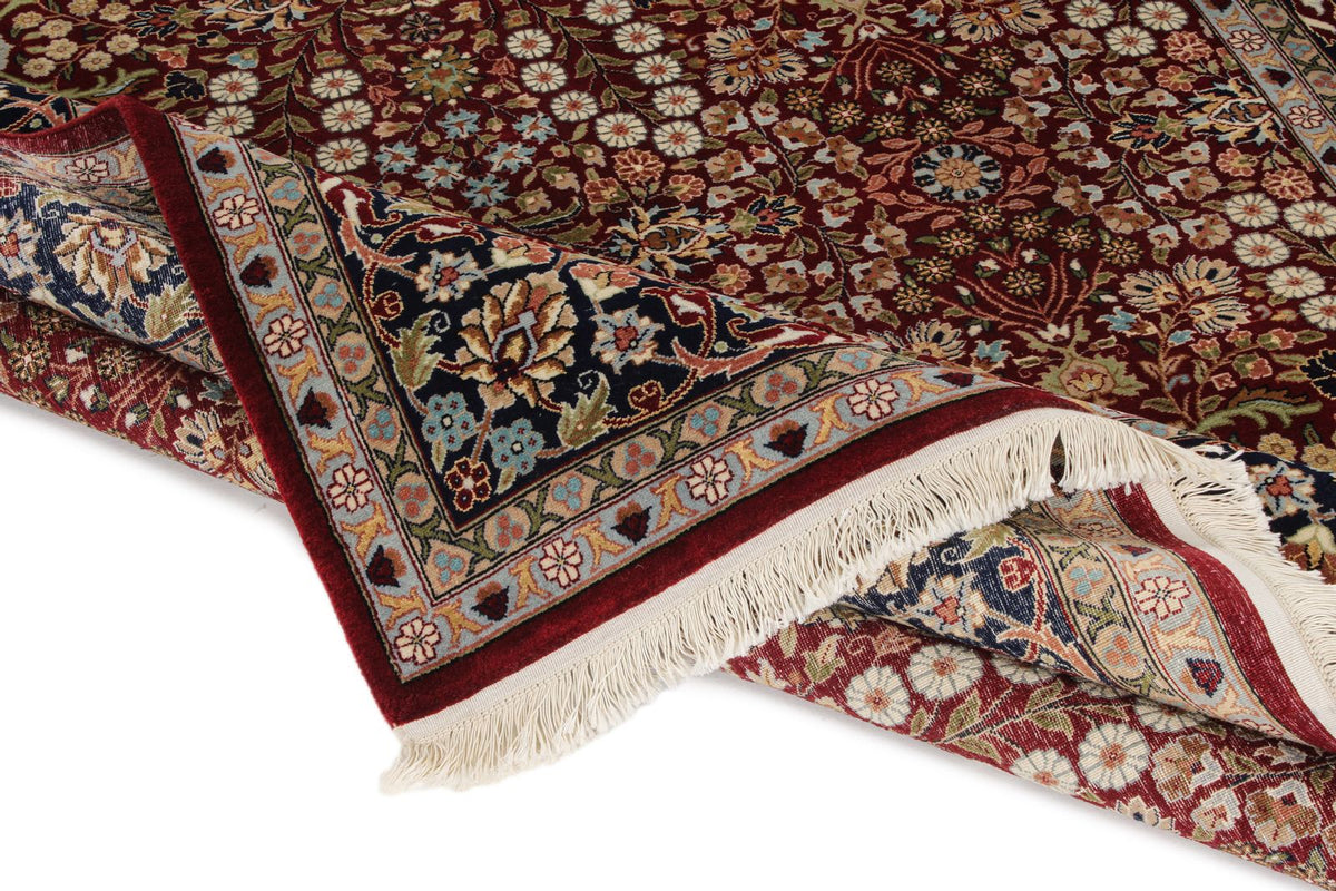 6x10 Red and Navy Turkish Silk Rug
