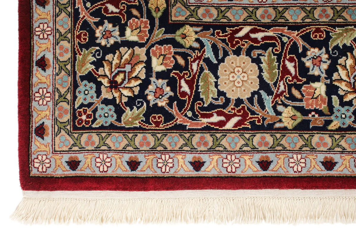 6x10 Red and Navy Turkish Silk Rug