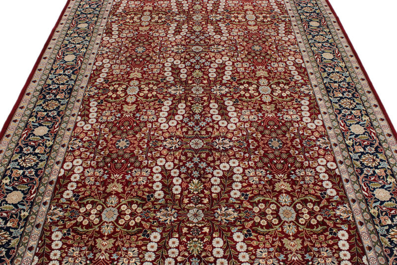 6x10 Red and Navy Turkish Silk Rug