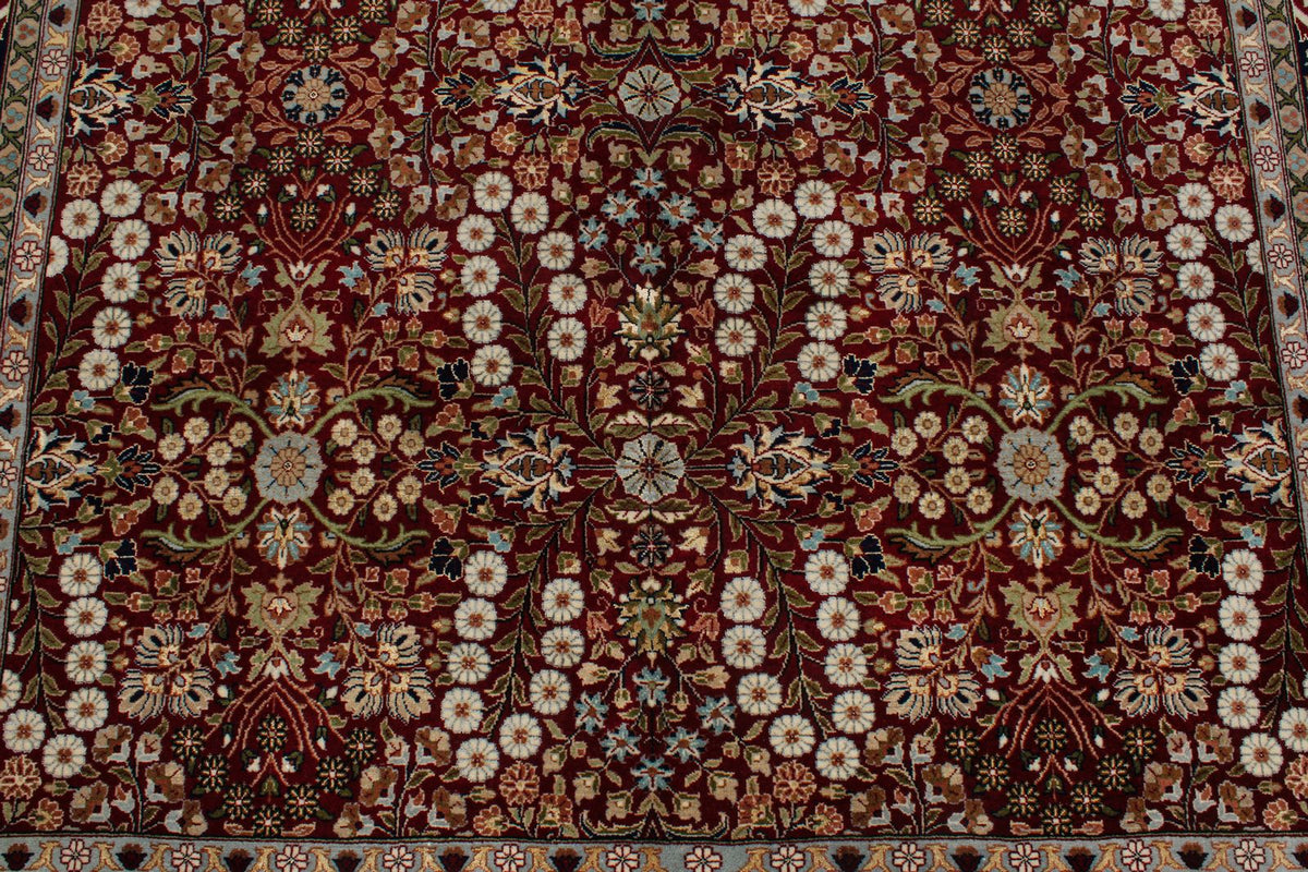 6x10 Red and Navy Turkish Silk Rug