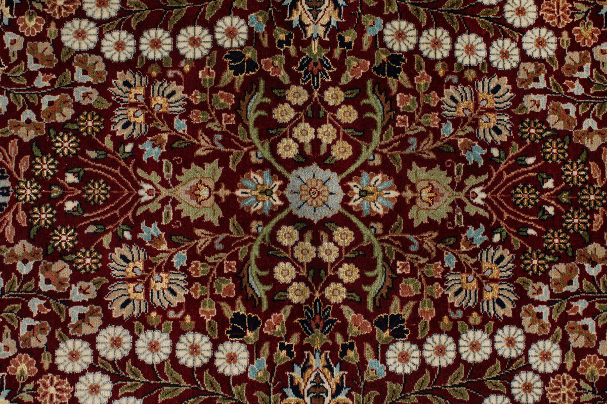 6x10 Red and Navy Turkish Silk Rug
