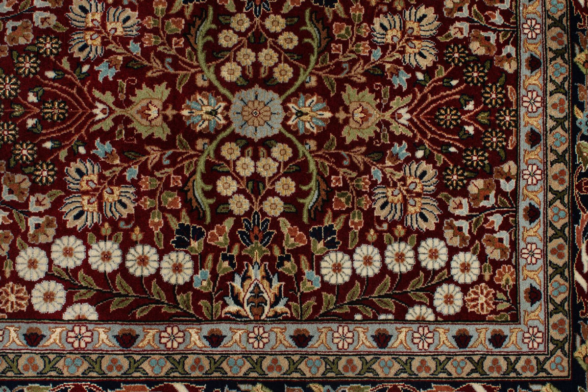 6x10 Red and Navy Turkish Silk Rug
