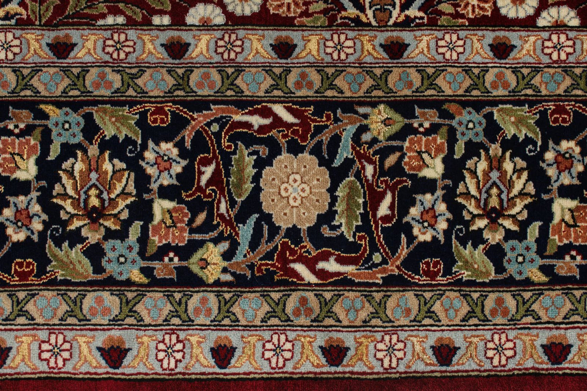 6x10 Red and Navy Turkish Silk Rug