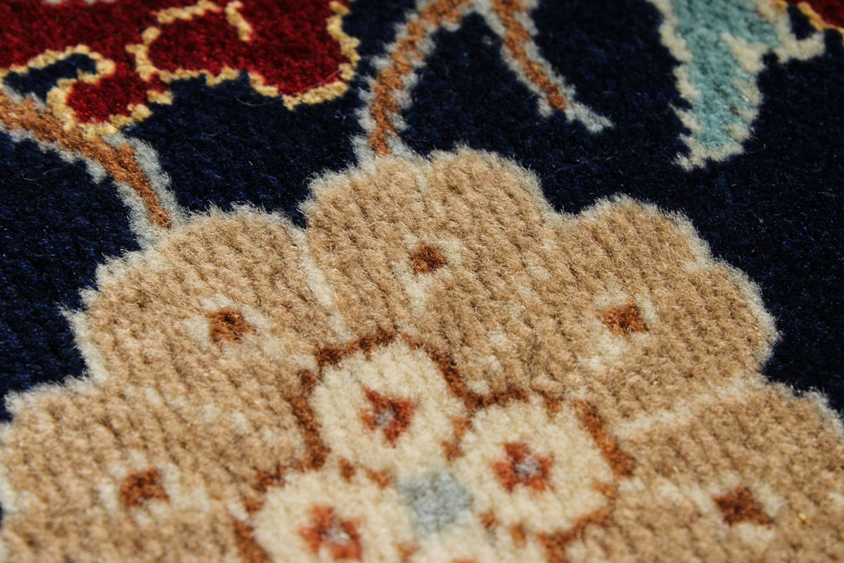 6x10 Red and Navy Turkish Silk Rug