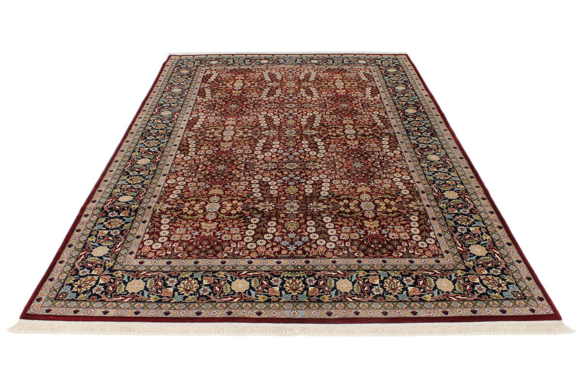 6x10 Red and Navy Turkish Silk Rug