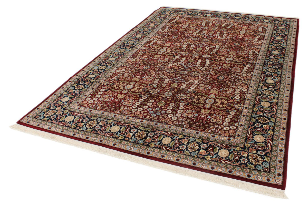 6x10 Red and Navy Turkish Silk Rug