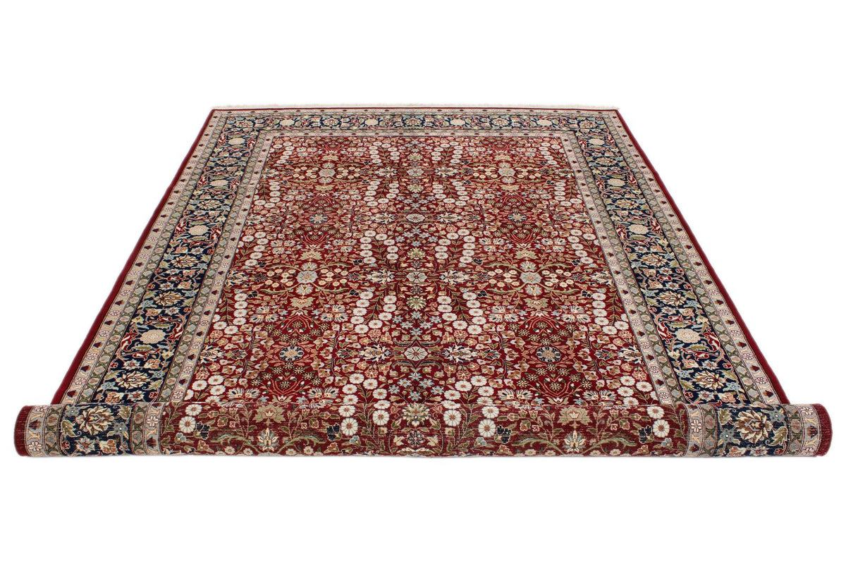 6x10 Red and Navy Turkish Silk Rug
