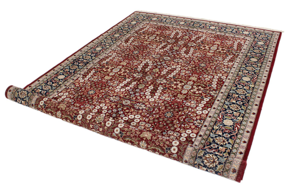 6x10 Red and Navy Turkish Silk Rug