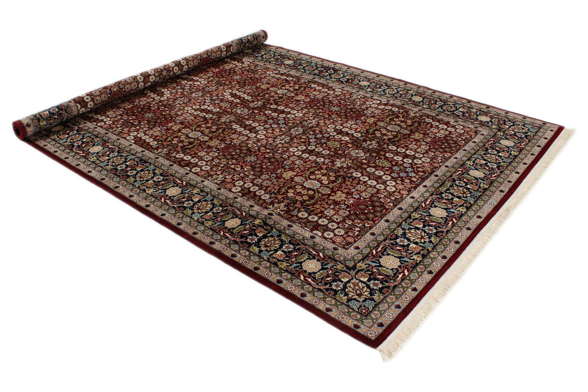 6x10 Red and Navy Turkish Silk Rug