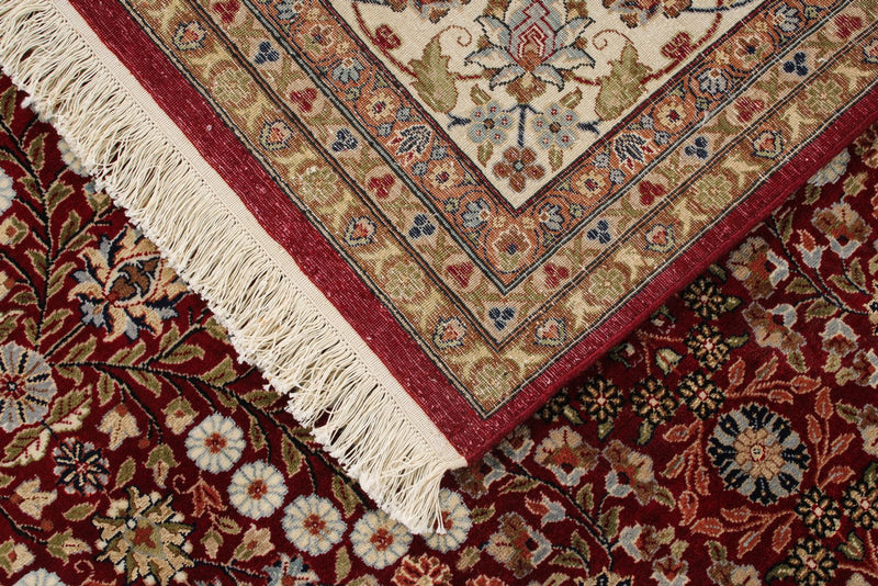 8x10 Red and Ivory Turkish Silk Rug