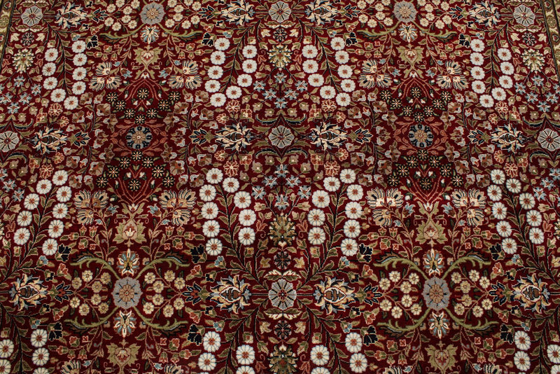 8x10 Red and Ivory Turkish Silk Rug