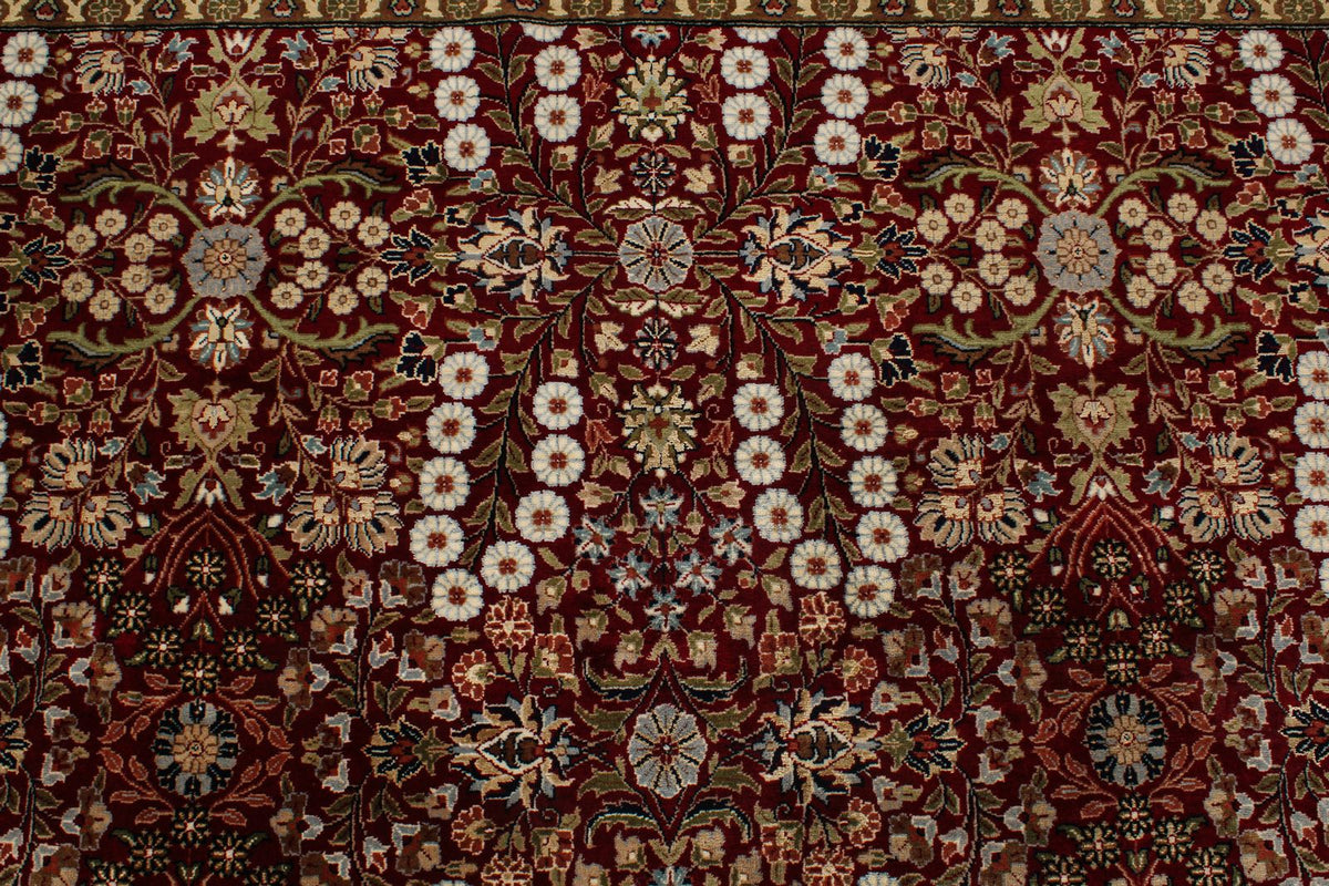8x10 Red and Ivory Turkish Silk Rug