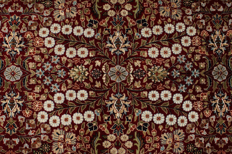 8x10 Red and Ivory Turkish Silk Rug