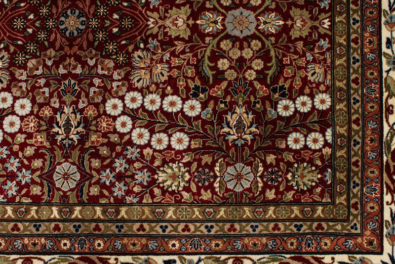 8x10 Red and Ivory Turkish Silk Rug