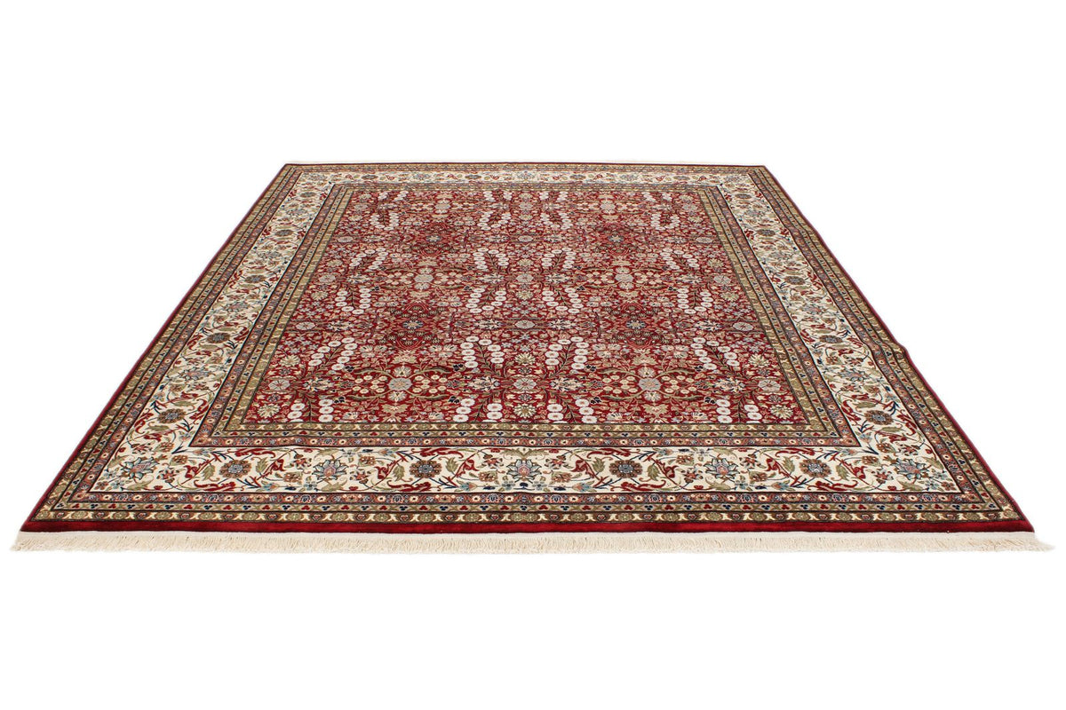 8x10 Red and Ivory Turkish Silk Rug