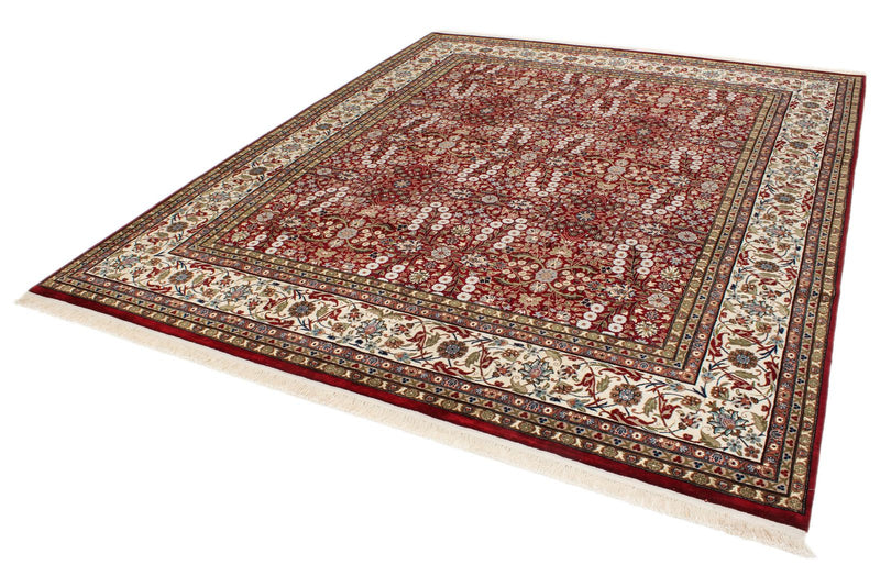 8x10 Red and Ivory Turkish Silk Rug