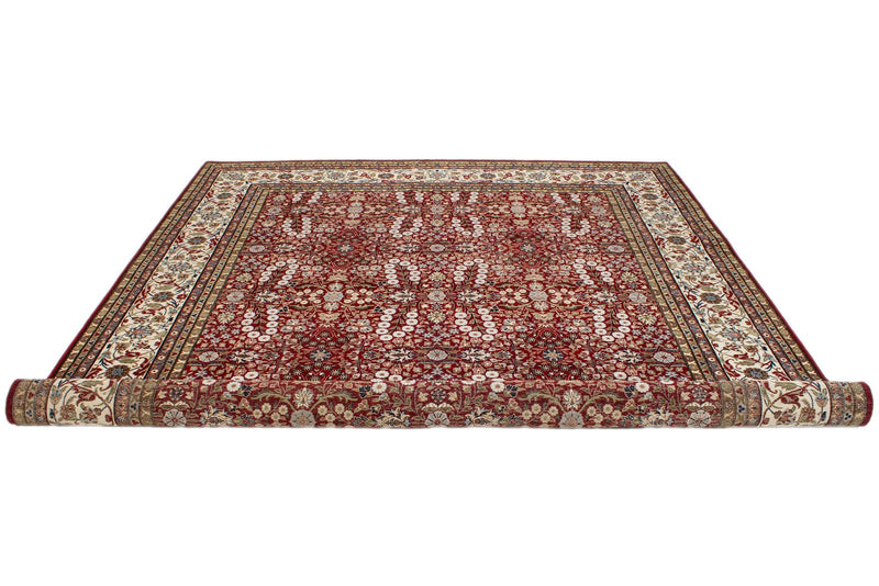 8x10 Red and Ivory Turkish Silk Rug