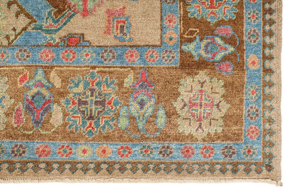 6x9 Blue and Brown Turkish Oushak Rug