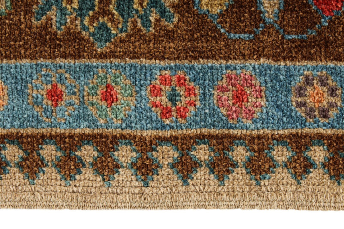 6x9 Blue and Brown Turkish Oushak Rug