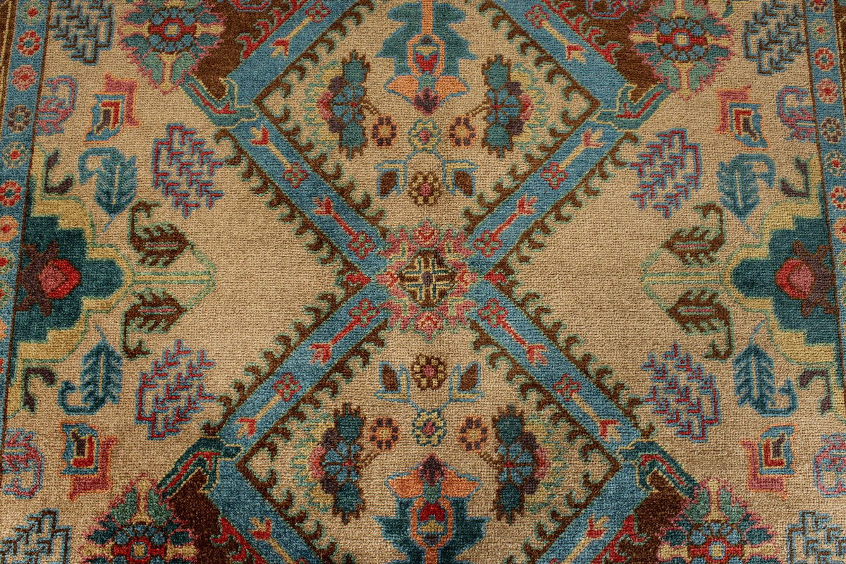 6x9 Blue and Brown Turkish Oushak Rug