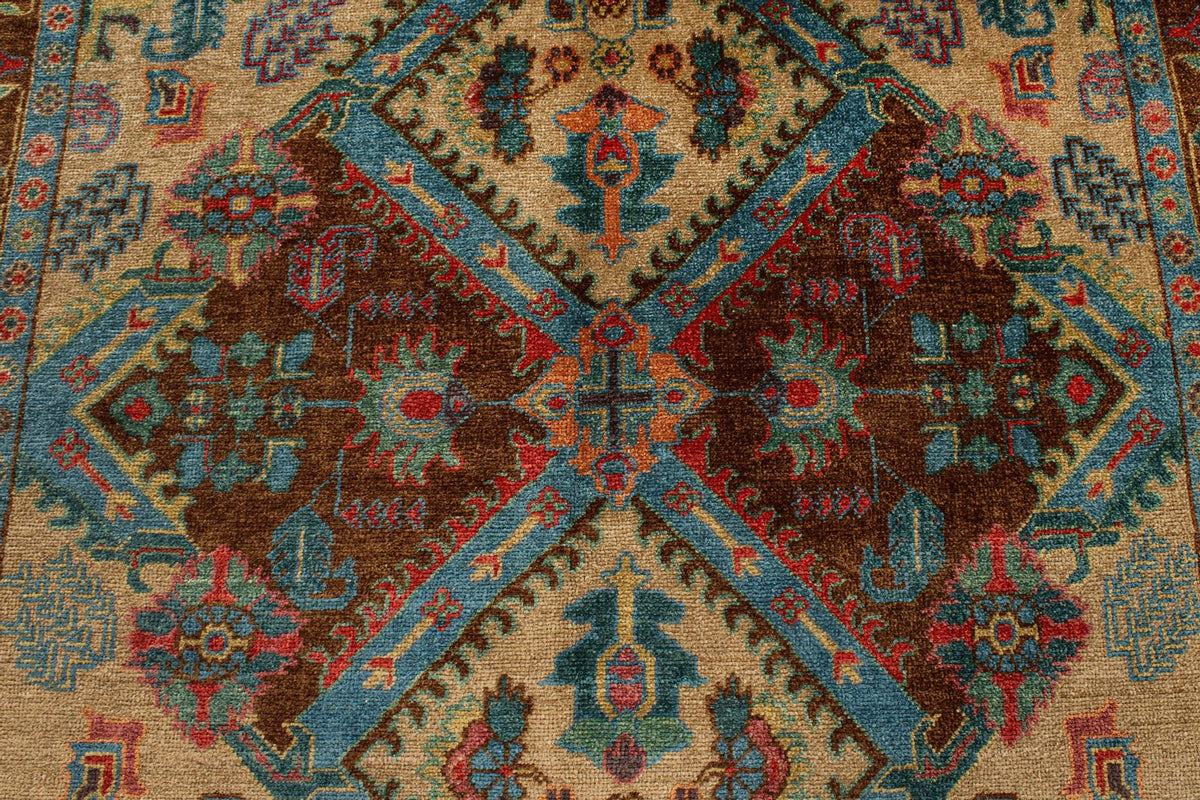 6x9 Blue and Brown Turkish Oushak Rug